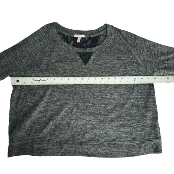 Victoria’s Secret heathered gray lightweight sweatshirt w lace inset Small - Picture 6 of 12